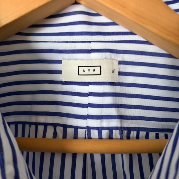 AYR women’s oversized blue and white striped button up, collar, cotton, XL - Picture 5 of 12
